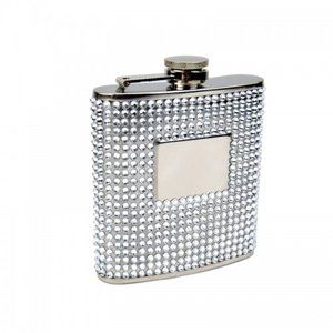6oz Silver "Bling" Hip Flask with Chrome Funnel